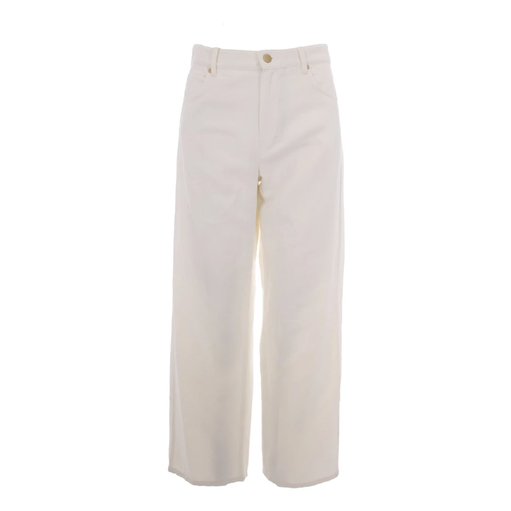 Max Mara Studio Women's White Wide Trousers, S, Wide Trousers