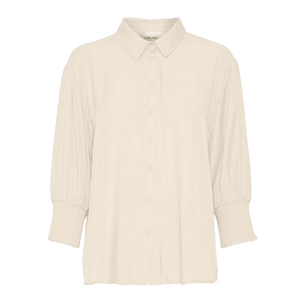 Cream Feminin Blus med Smock Manschetter Beige, Dam