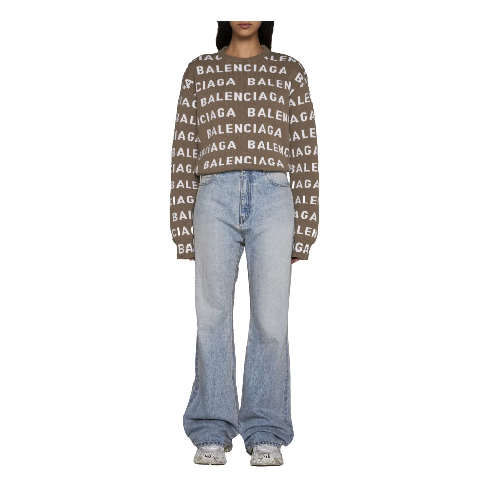 Balenciaga Stijlvolle Sweaters in Wit Blauw Multicolor Dames