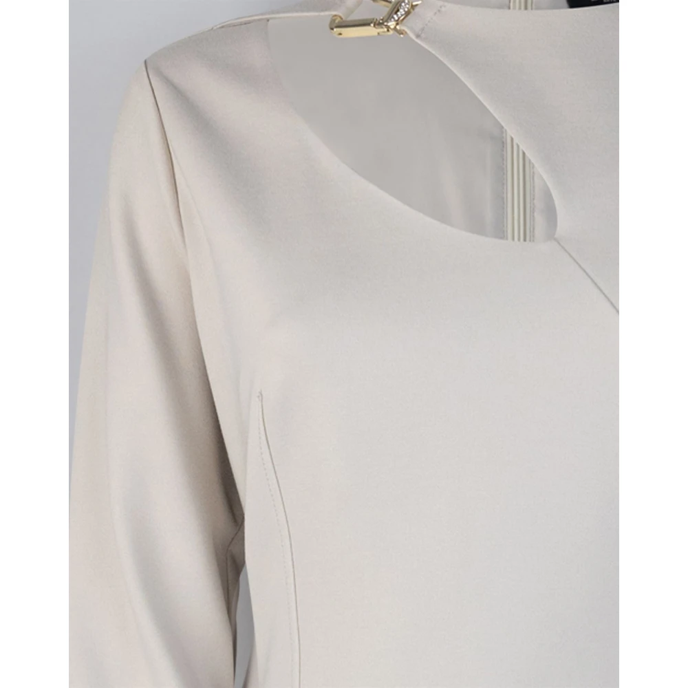 Liu Jo Stretch viscose kokerjurk met metalen detail White Dames