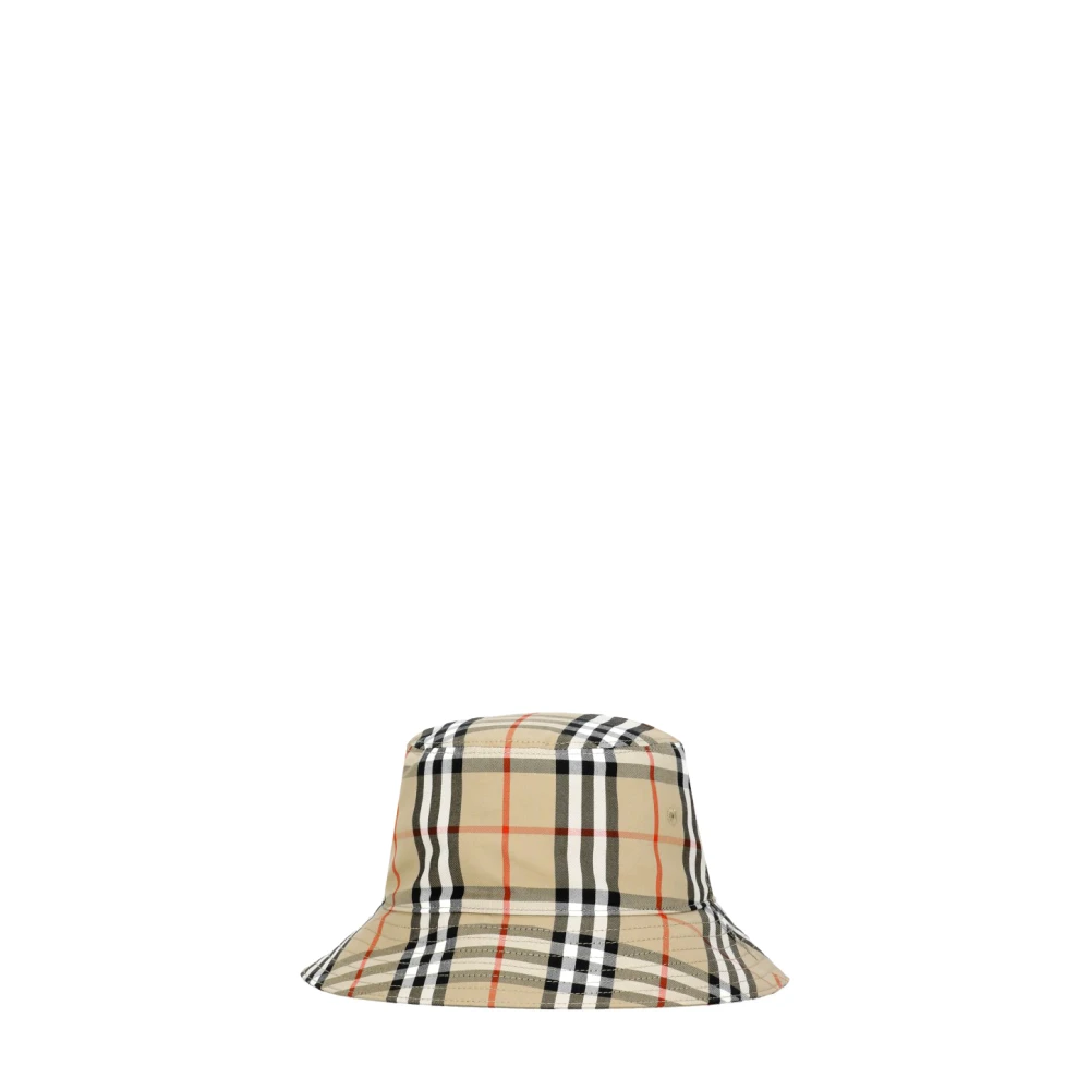 Burberry Girls Beige Hats & Caps, One Size, Check Cotton Bucket Hat
