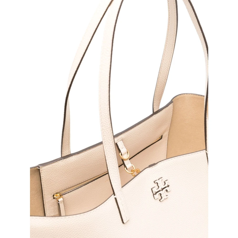 TORY BURCH Brie MC Graw Leren Crossbody Tas Beige Dames