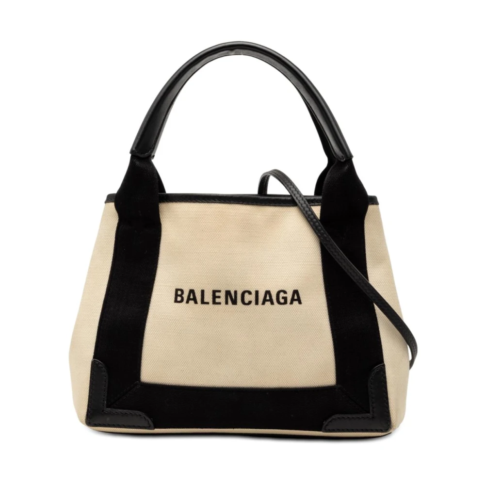 Balenciaga Vintage Women's White Pre-Owned Canvas Tote Bag