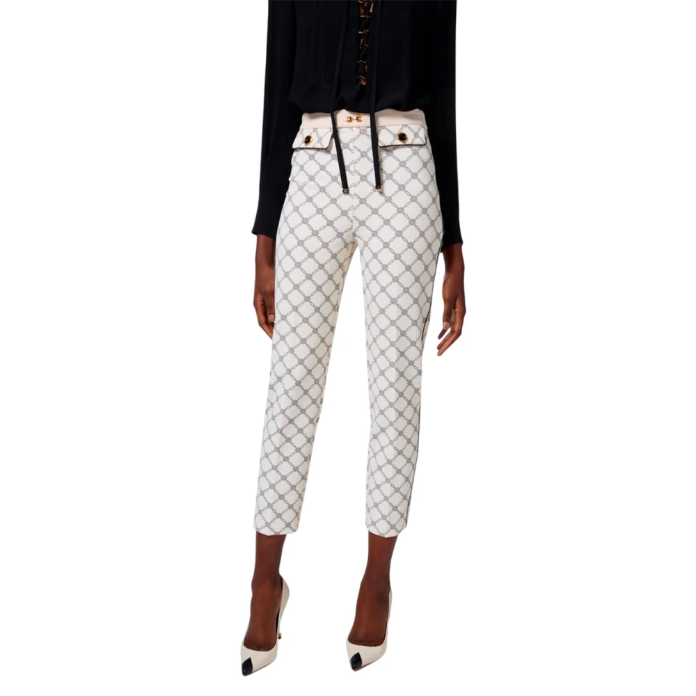 Elisabetta Franchi Diamant Flared Broek Beige Dames