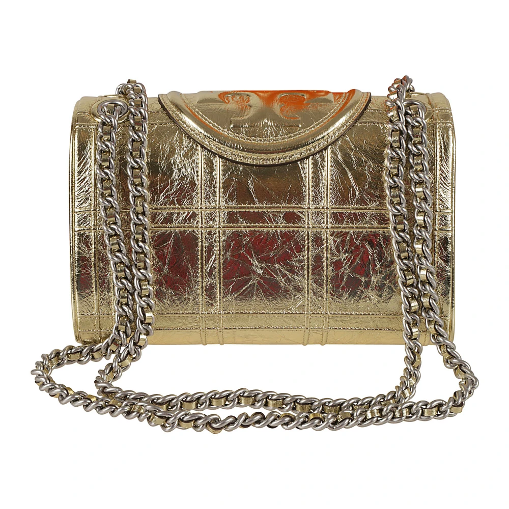 TORY BURCH Zachte Metallic Quilt Convertible Schoudertas Yellow Dames