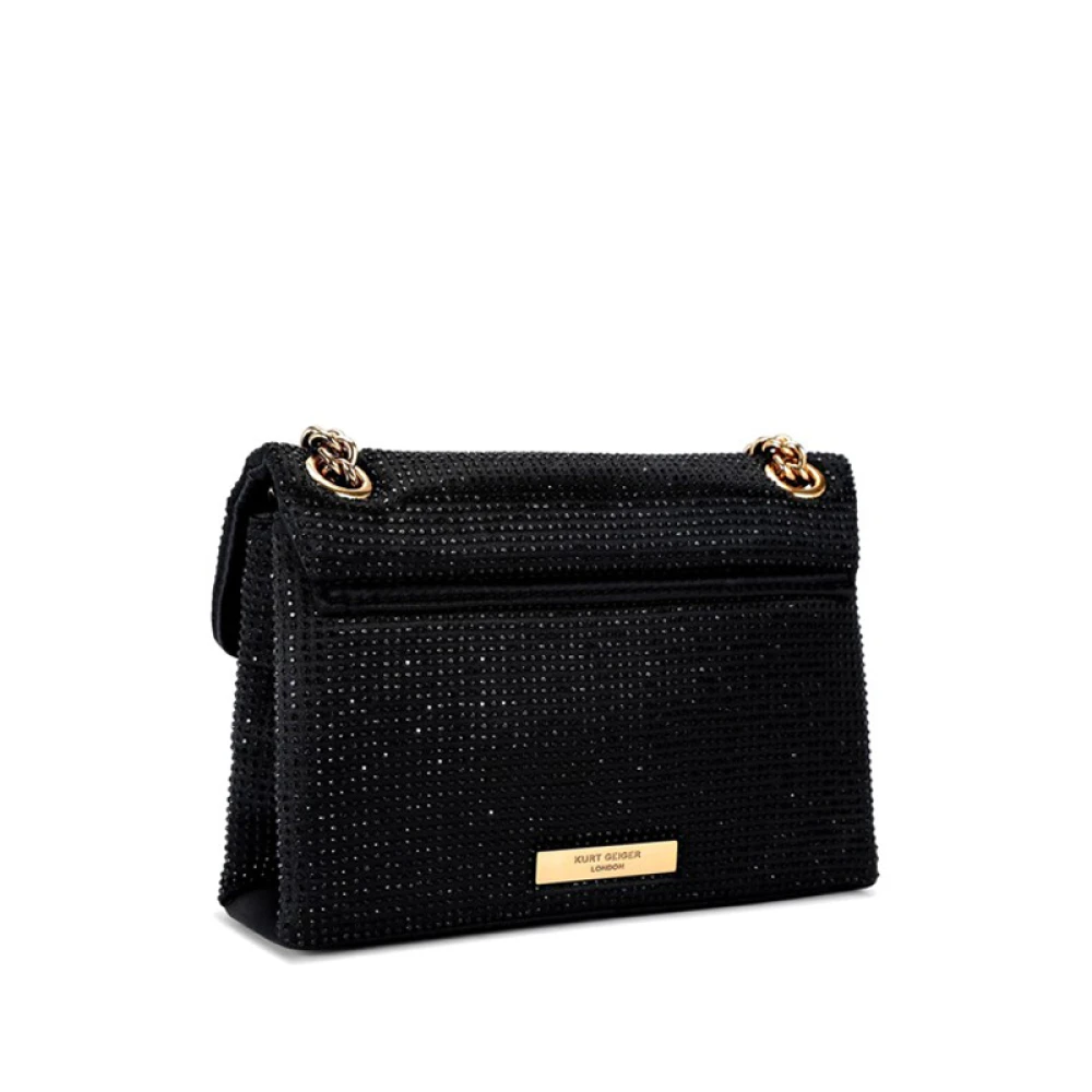 Kurt Geiger Zwarte Stoffen Schoudertas met Strass Applicaties Black Dames