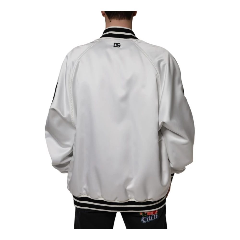 Dolce & Gabbana Metalen Detail Bomberjack in Wit White Heren