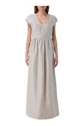 elegant-v-neck-kortaermet-kjole