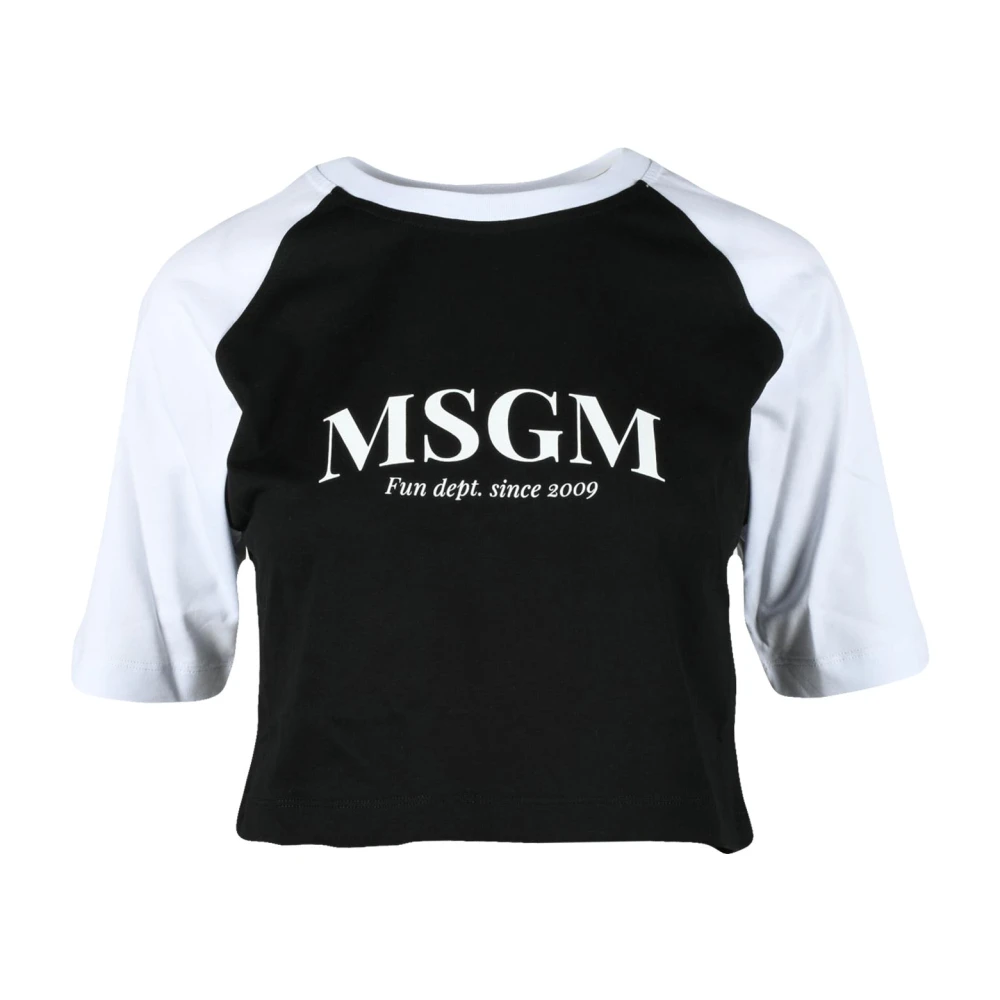 Msgm Katoenen T-shirt met uniek ontwerp Black Dames