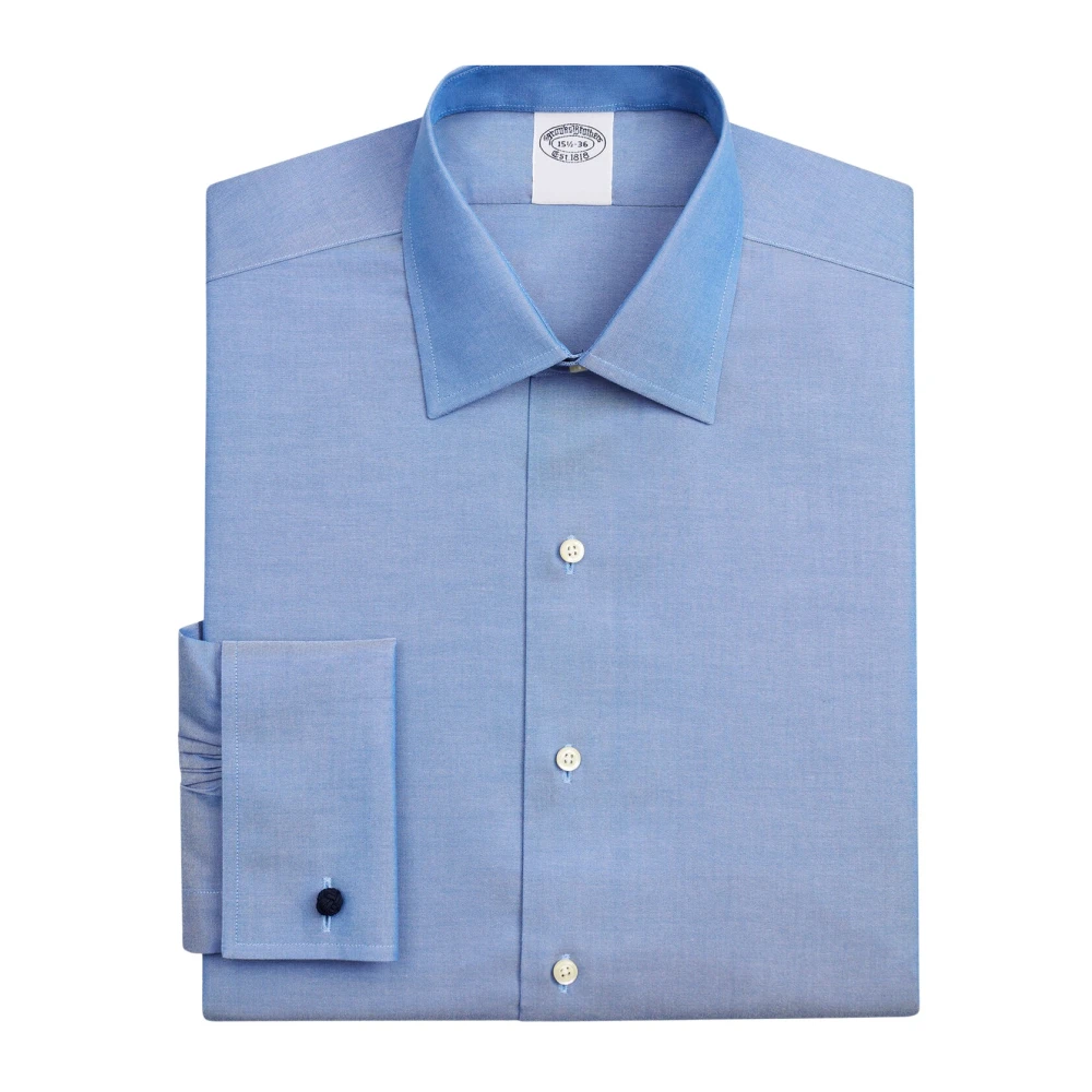 Brooks Brothers Blå Slim Fit Non-Iron Stretch Supima Bomull Pinpoint Oxford-Klädsel Skjorta med Ainsley Krage Blue, Herr