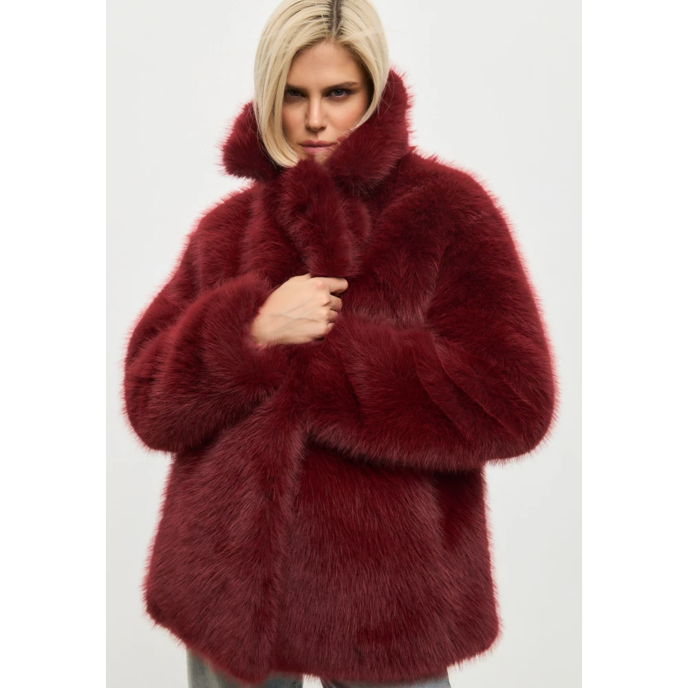 Cesare Gaspari Faux Fur & Shearling Jackets Red Dames