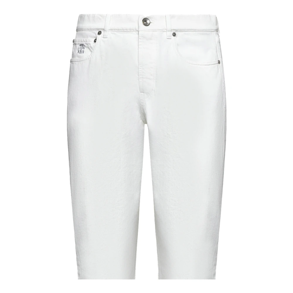BRUNELLO CUCINELLI Witte Denim Straight-Leg Jeans White Heren