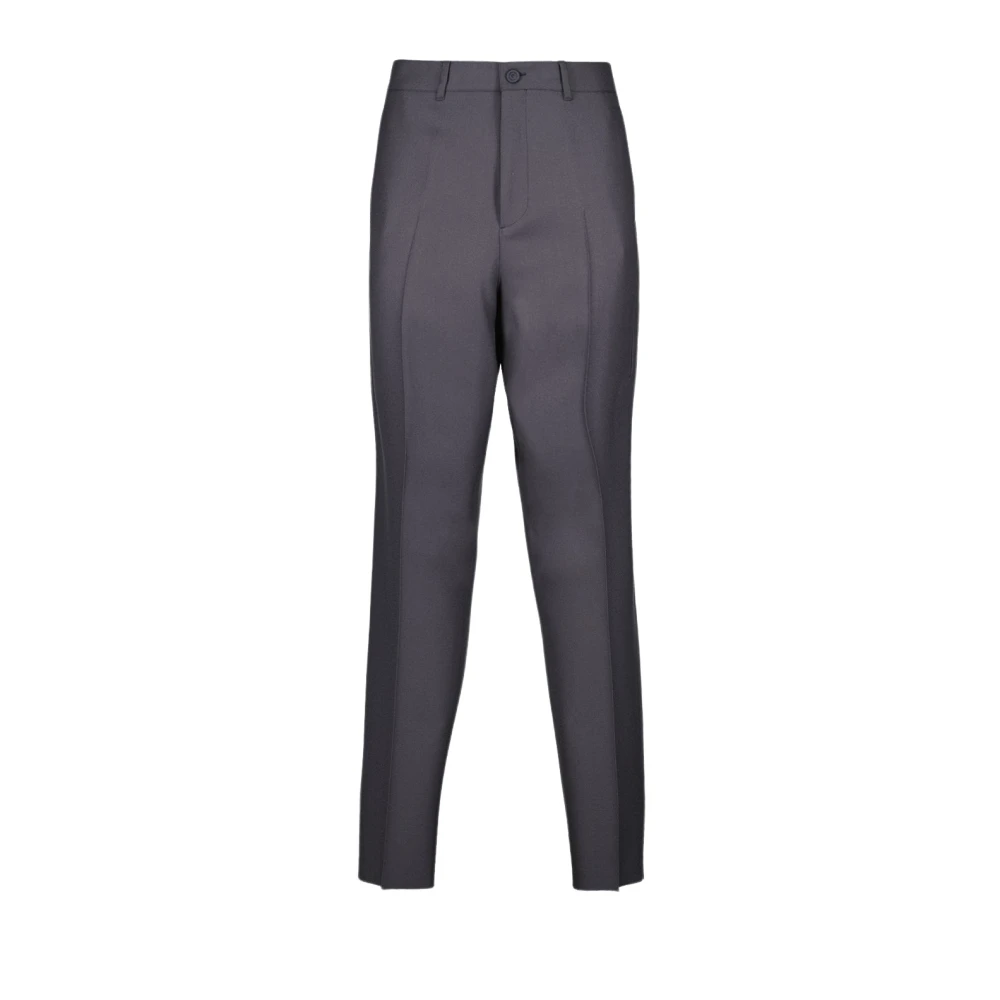 Dior Men's Gray Straight Cut Wool Pants With Piping