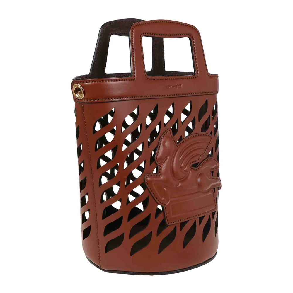ETRO Bruine leren emmer tas met metalen voeten Brown Dames