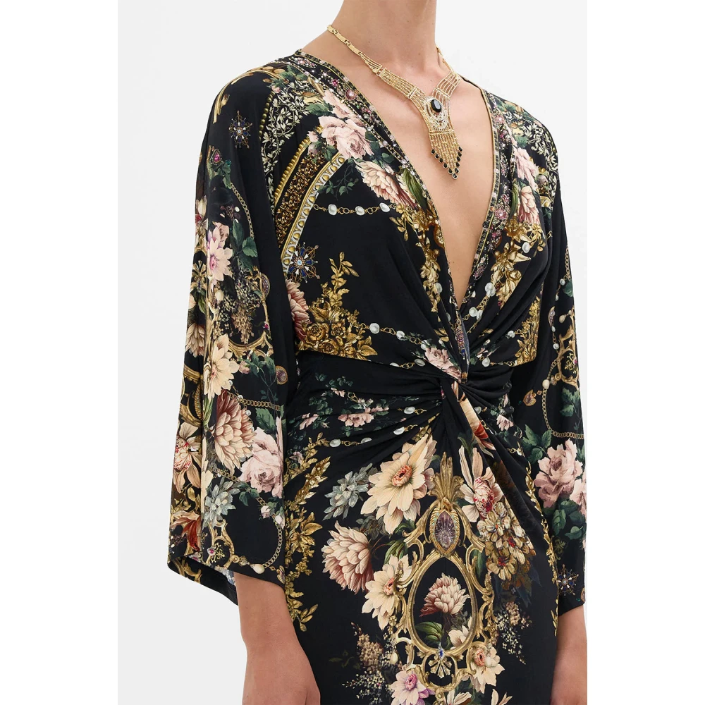 Camilla Zwarte Bloemen Twist Jurk Dynasty Daze Black Dames