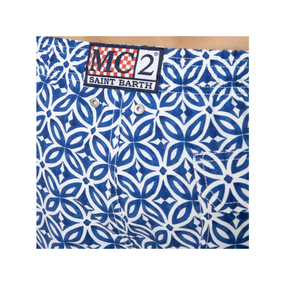 MC2 Saint Barth Geometrisch Navy Blauw Badkleding Gustavia Model Blue Heren