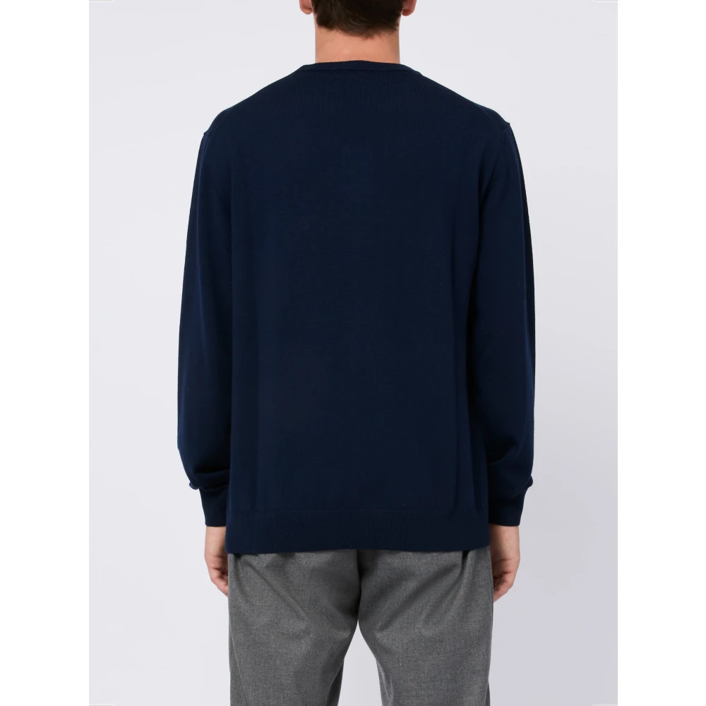 Daniele Fiesoli Navy Merino Wol Trui Mannen Blue Heren