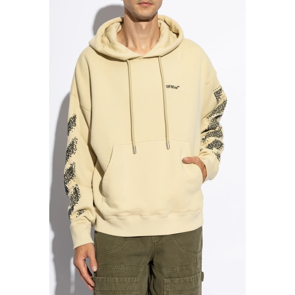 Off White Sweatshirt met logo Beige Heren