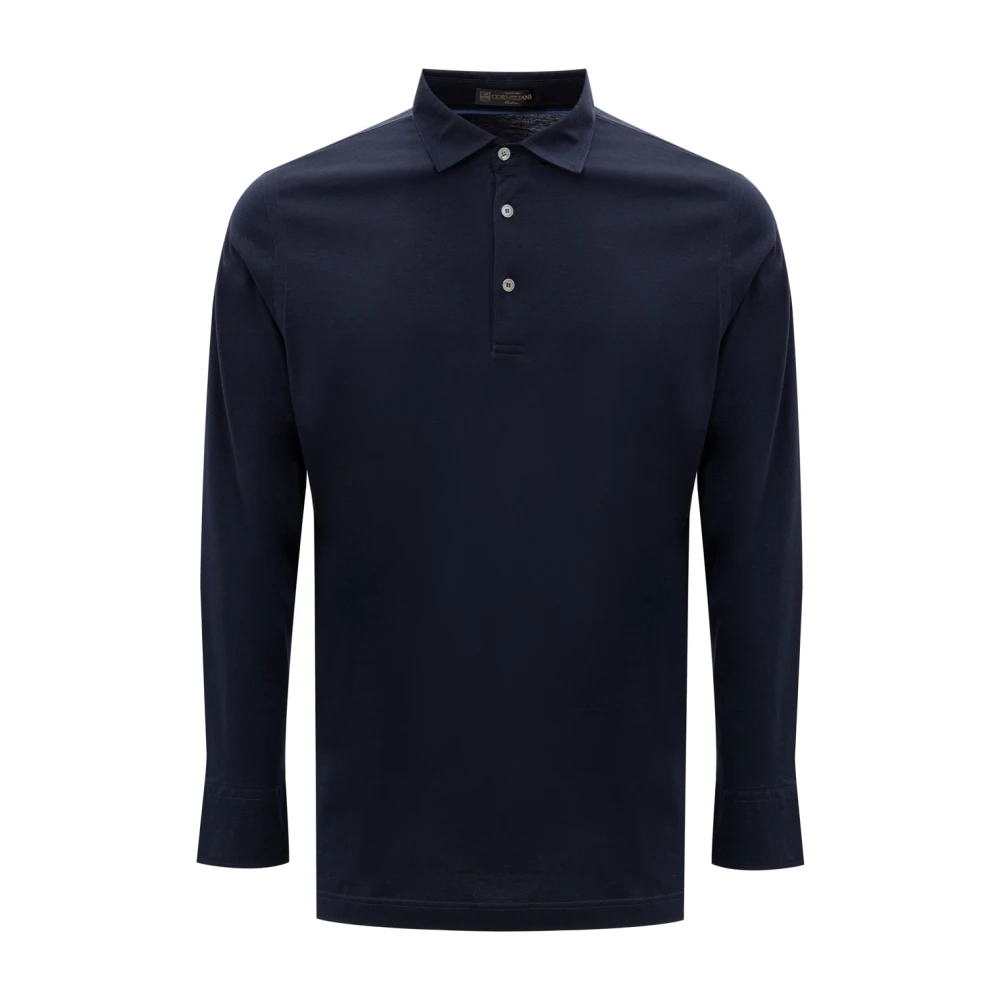 Corneliani Navy Polo Shirt met Lange Mouwen Blue Heren