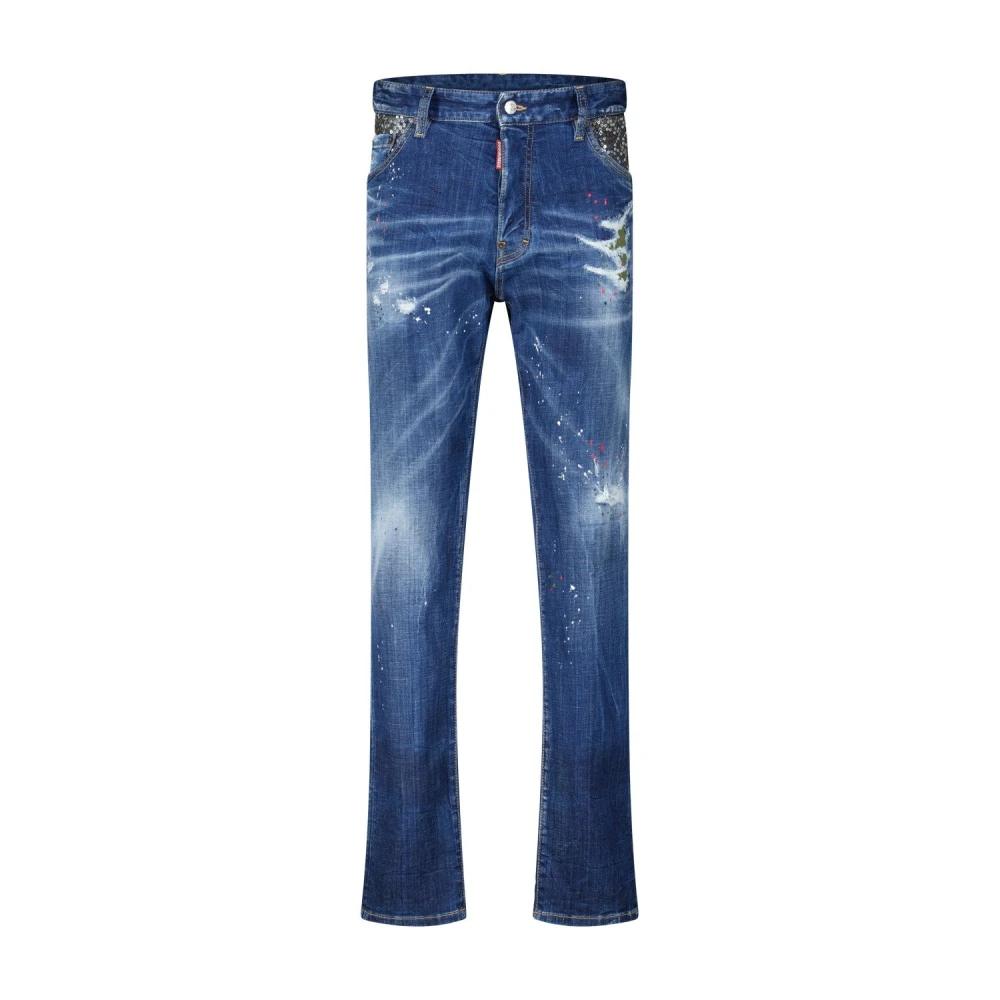 Dsquared2 Cool Guy Slim-Fit Jeans met Studs Blue Heren