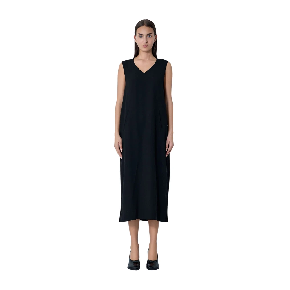 Yohji Yamamoto Donna Nero - Double Knit Midi Dress - Dresses - M