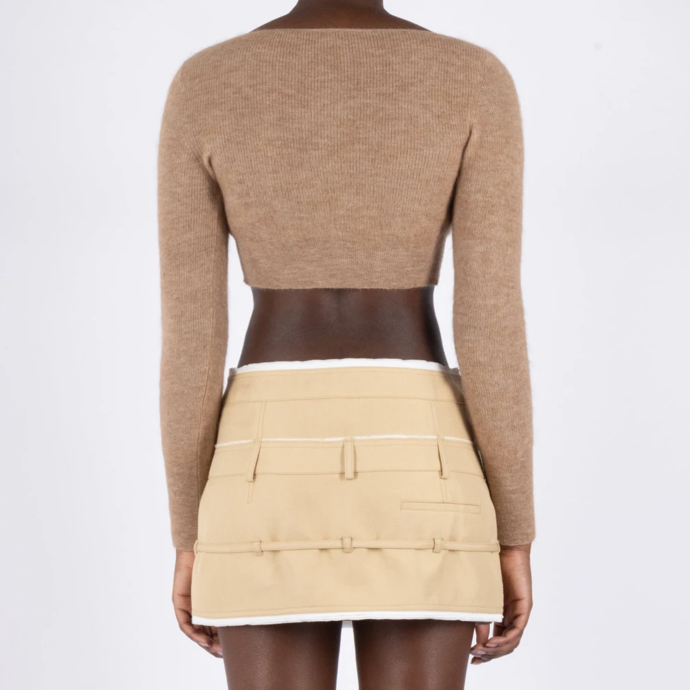 Jacquemus Bruine Mohair Cropped Cardigan Brown Dames