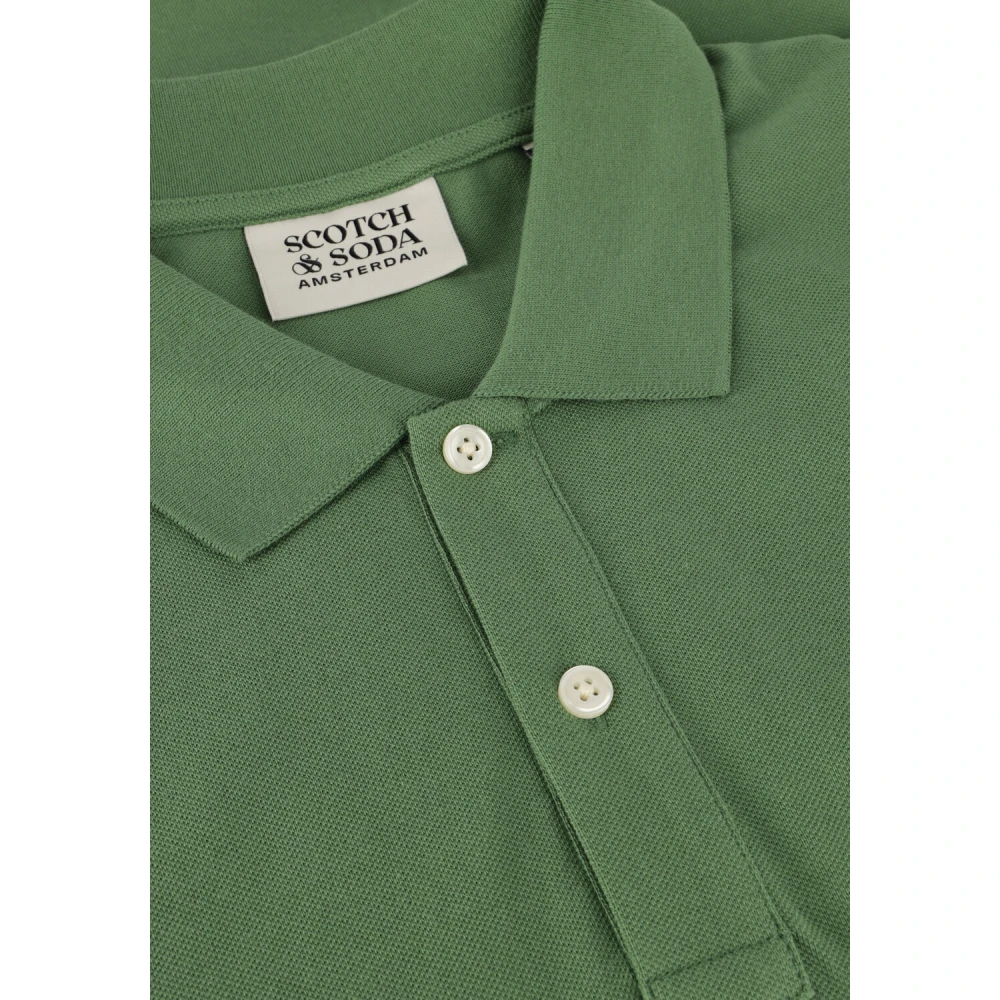 Scotch & Soda Logo Pique Polo voor Heren Green Heren