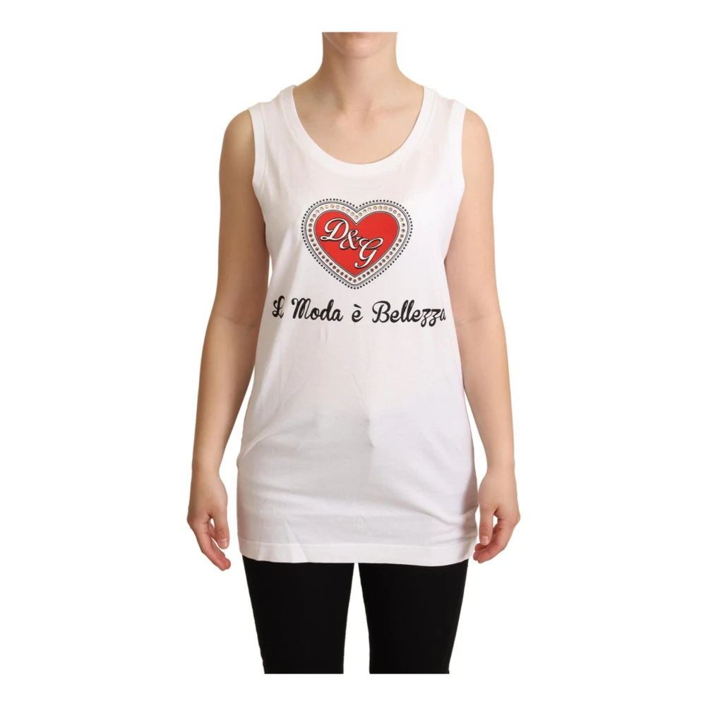 Dolce & Gabbana Women's White Sleeveless Tops, 3XS, Gorgeous Crystal Embellished Top