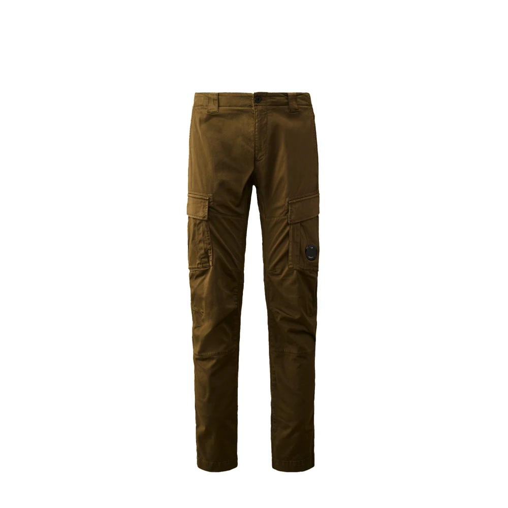 C.p. Company Men's Green Chinos, Xs, Stretch Sateen Ergonomic Lens Double Cargo Trousers