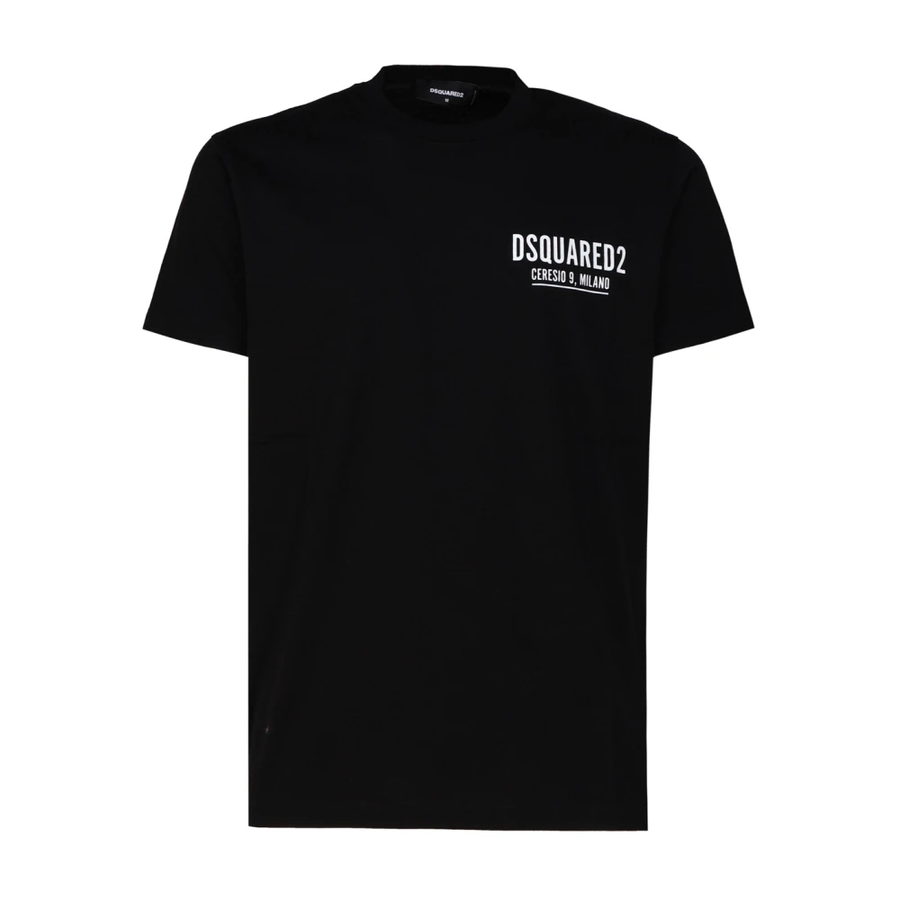 Dsquared2 Zwart Logo Print Katoenen T-shirt Black Heren