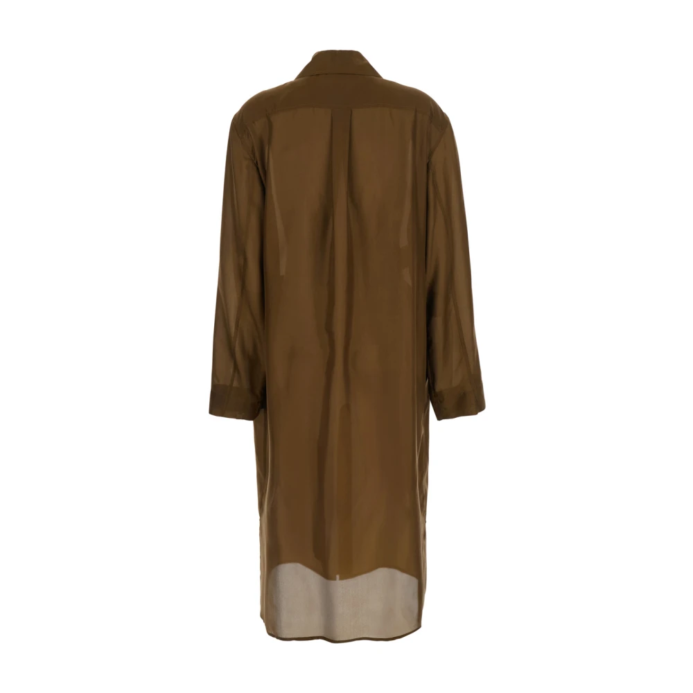 Philosophy di Lorenzo Serafini Bruine Zijden Vest Brede Kraag Lange Mouwen Brown Dames
