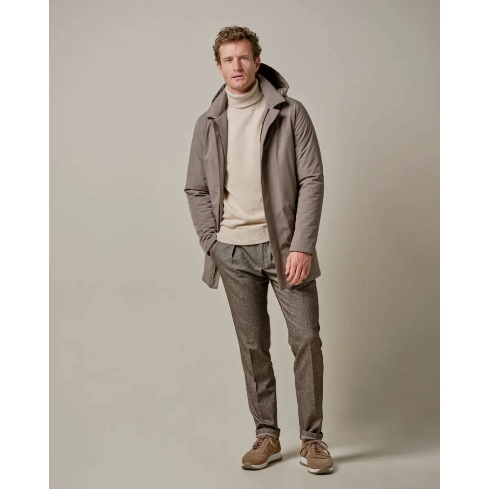 Profuomo Regenjas Lang Bruin Buitenkleding Beige Heren