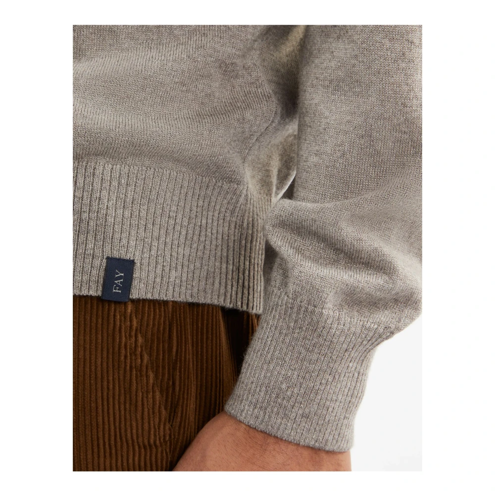 Fay Merino Wol Gebreide Trui Beige Heren