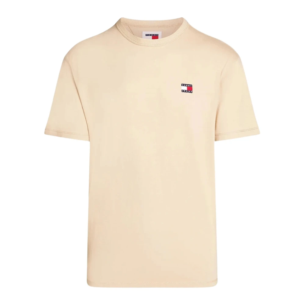 Tommy Jeans Regular Fit Badge Tee Shirt Beige Heren