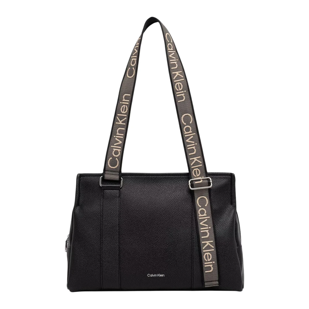 Calvin Klein Women's Black Webbing Adj Strap Tote - Shoulder Bags - One Size - Bags