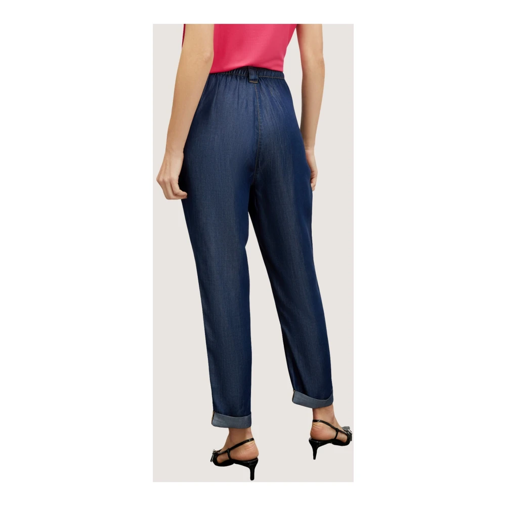 Motivi Tencel™ Wortelbroek met elastische taille Blue Dames