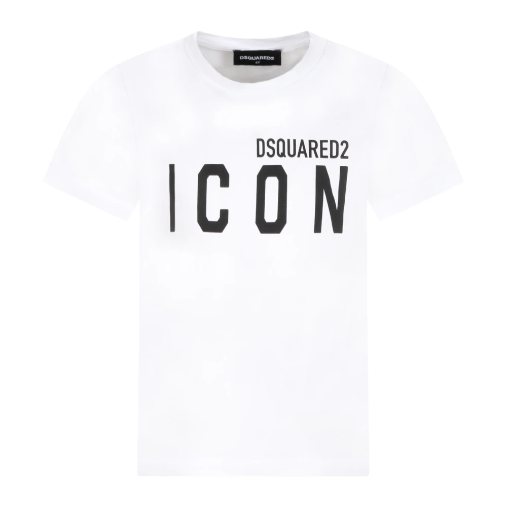Dsquared2 , Kids Short Sleeve T-Shirts, Unisex, White, 10 Y, White Cotton T-Shirt With Logo