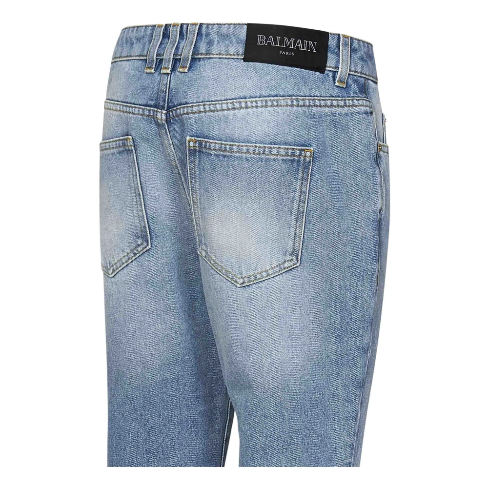 Balmain Blauwe Flared Jeans met Leeuwenknopen Blue Dames