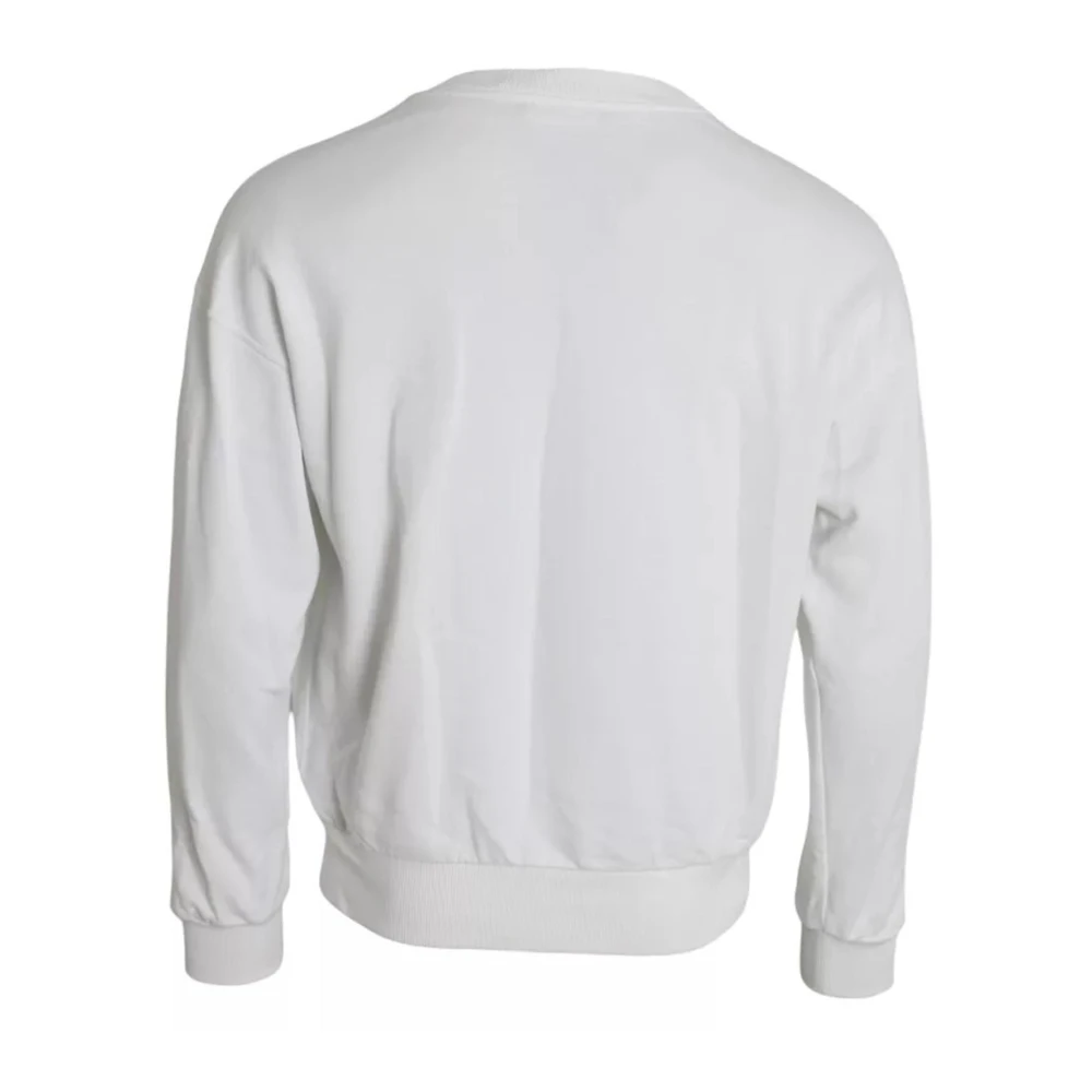 Dolce & Gabbana Geborduurd Logo Katoenen Sweatshirt White Heren