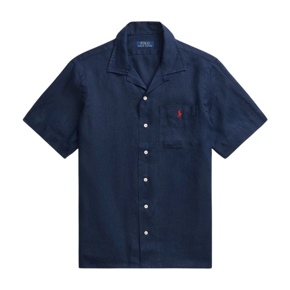 Ralph Lauren Klassieke Fit Linnen Camp Shirt Newport Navy Blue Heren