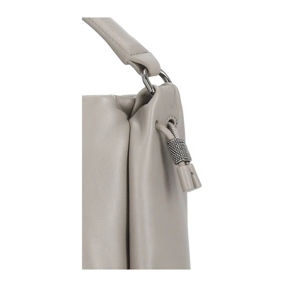 BRUNELLO CUCINELLI Grijze Leren Handtas met Koordsluiting Gray Dames