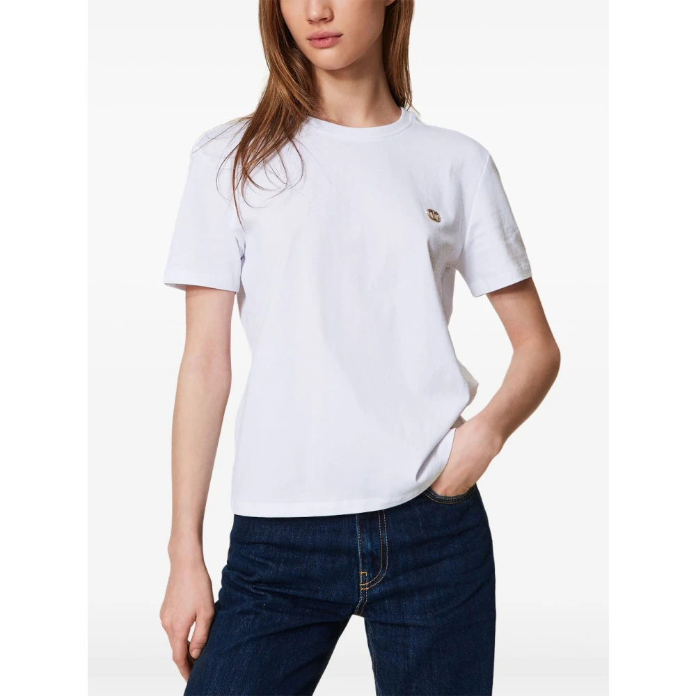 Twinset Witte T-shirts en Polos met Logo White Dames