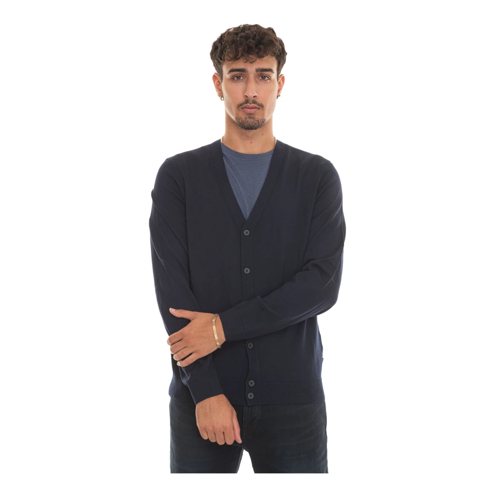 Boss Geknoopte Cardigan Blue Heren