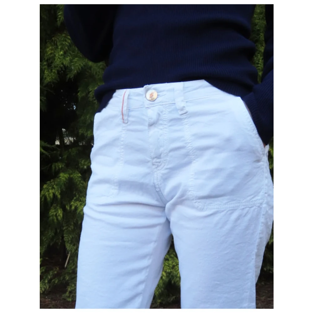 Islow Morgane Slim Hoge Taille Worker Broek White Dames