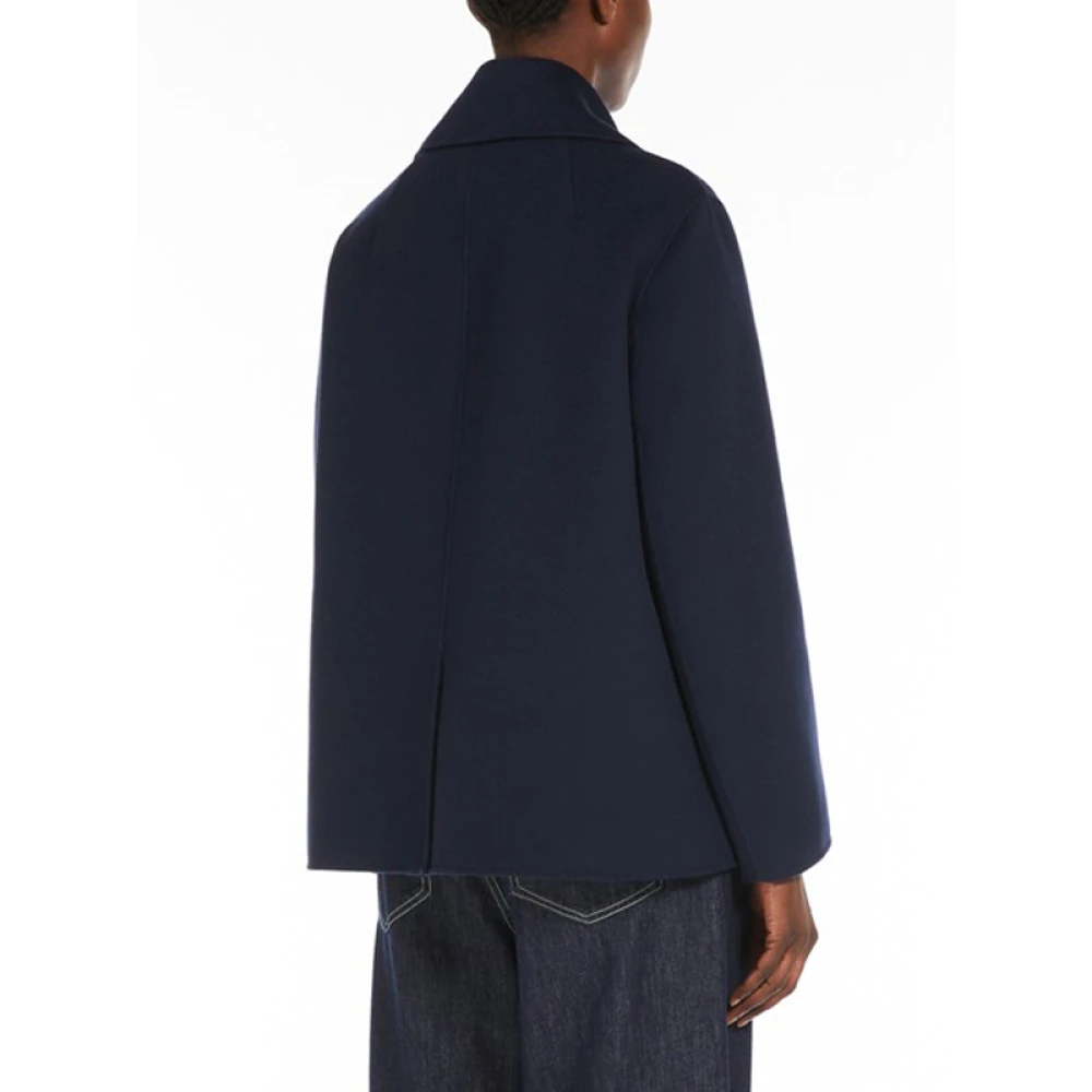 Max Mara Wollen jas met dubbele rij knopen Margot Blue Dames