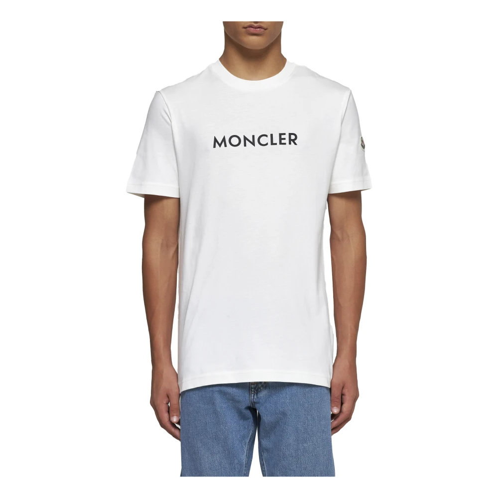 Moncler Wit Katoenen Logo T-shirt White Heren