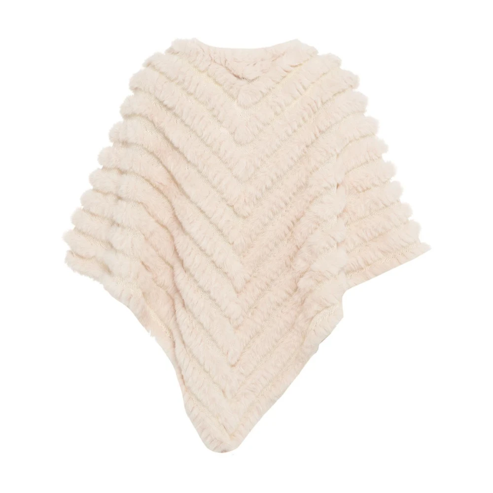 Blugirl Witte Faux Fur Poncho Jas White Dames