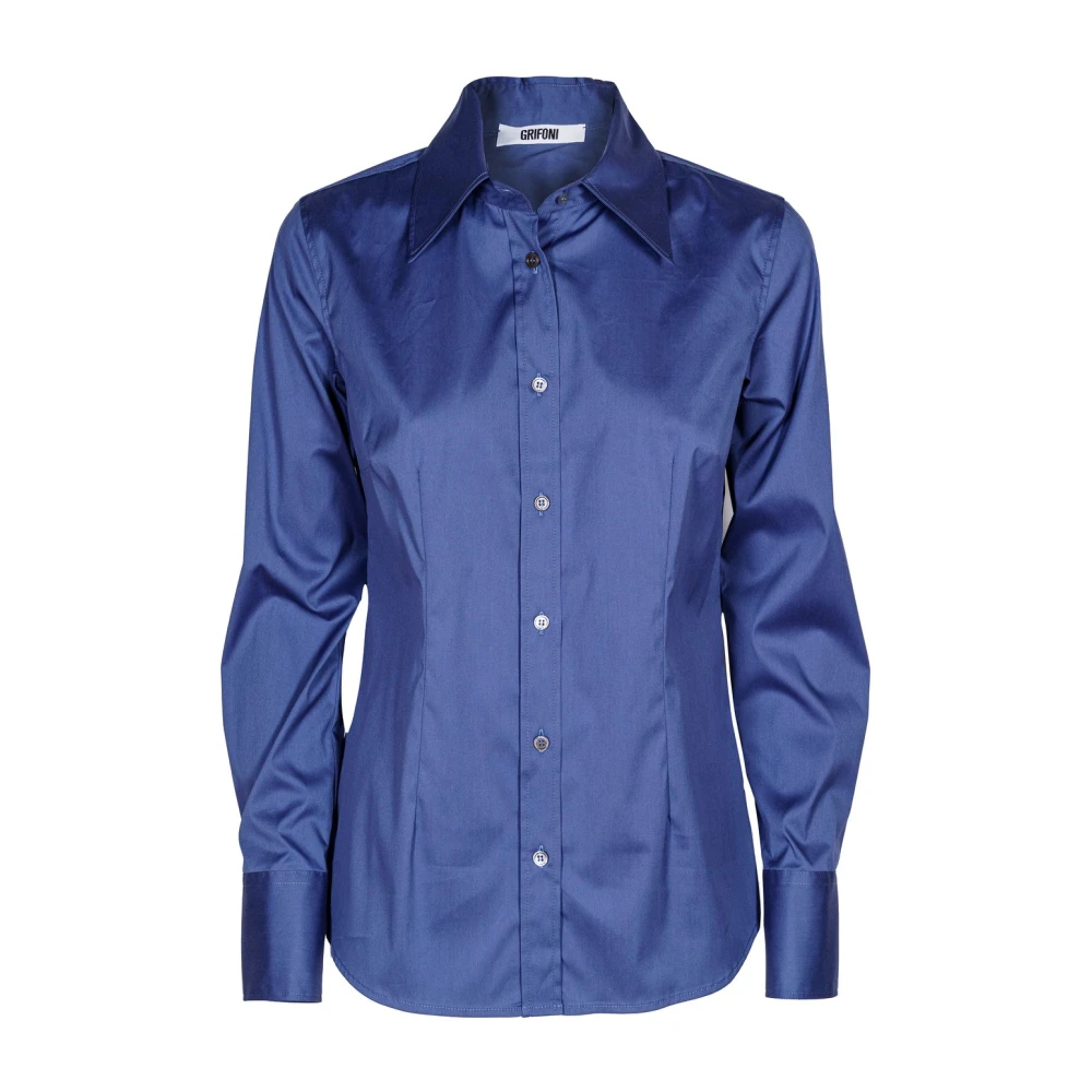 Mauro Grifoni Klassieke Slim Fit Damesoverhemd Blue Dames
