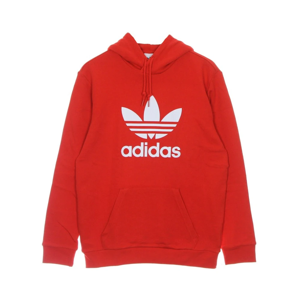 Adidas Men's Red Hooded Sweatshirt Trefoil Hoody