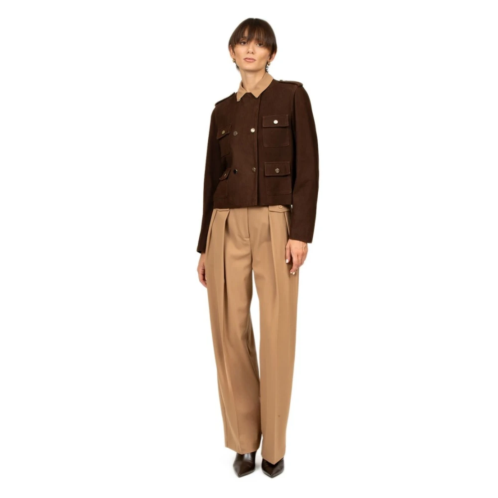 Semicouture Bruine Suède Jas Dubbelborstig Model Brown Dames